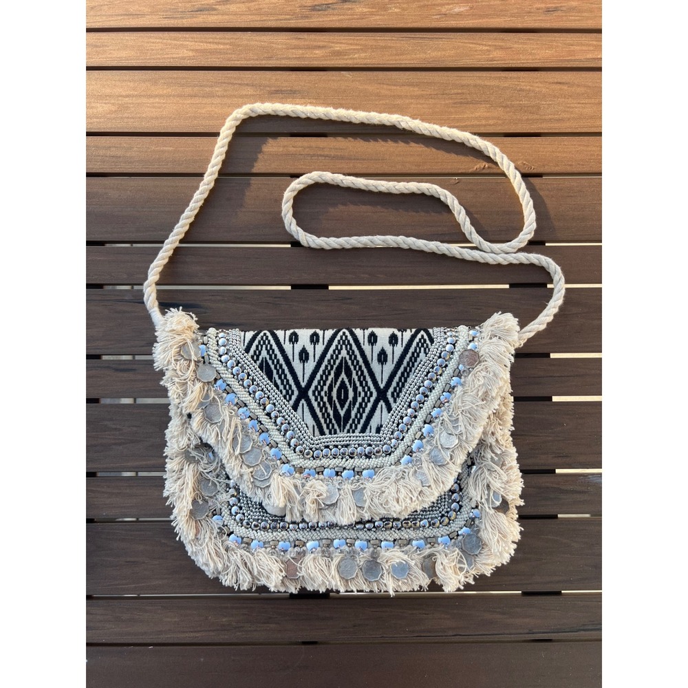 Antik Kraft Bag Clutch Crossbody Fringe Embroidered Bohemian